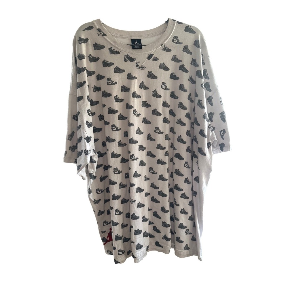 Jordan Brand Mens 3XL White All Over Sneaker Print T-Shirt Vintage FA07 Retro